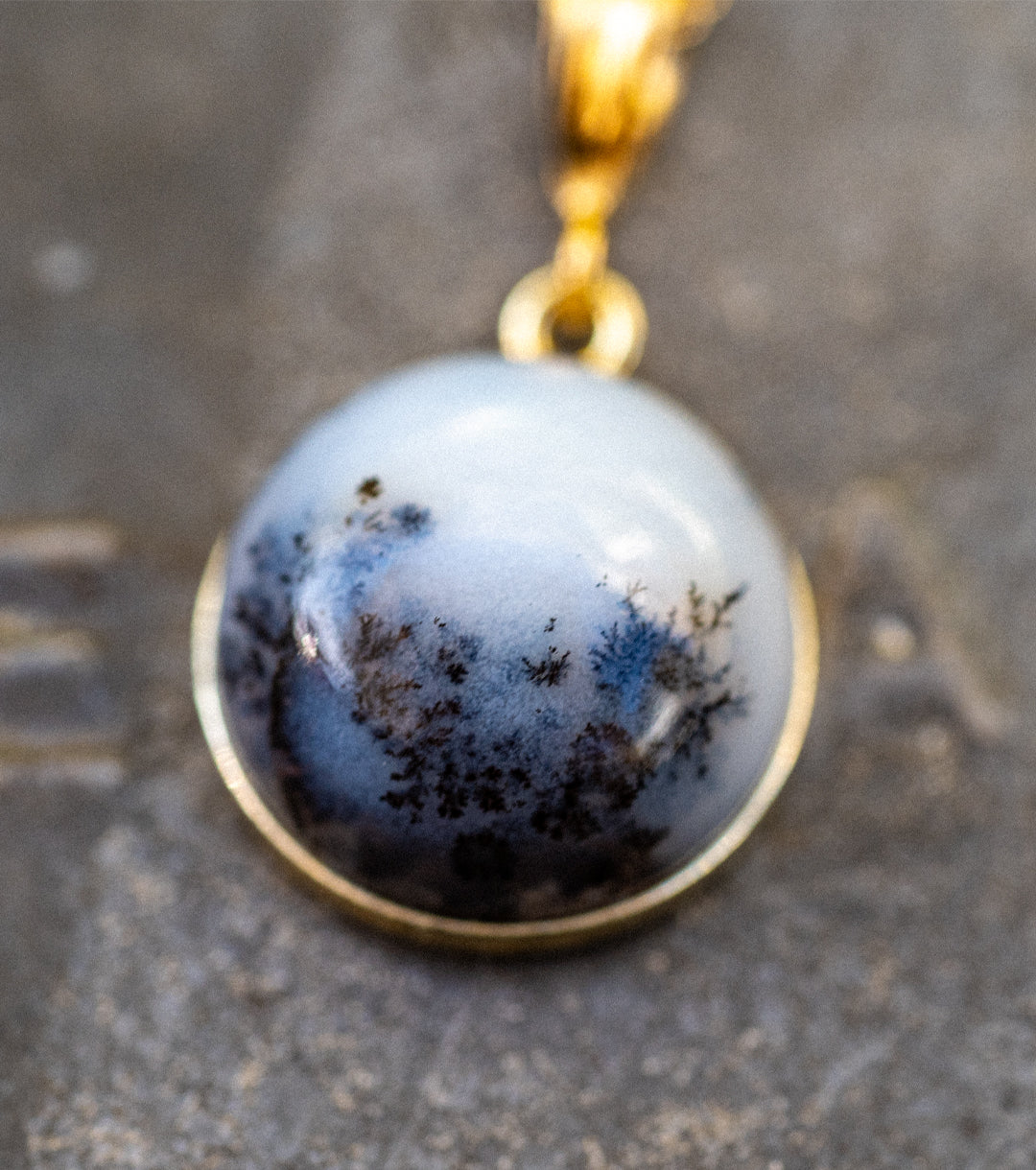 Merlinite Dendritic Opal 14K Gold-Filled Charm Necklace